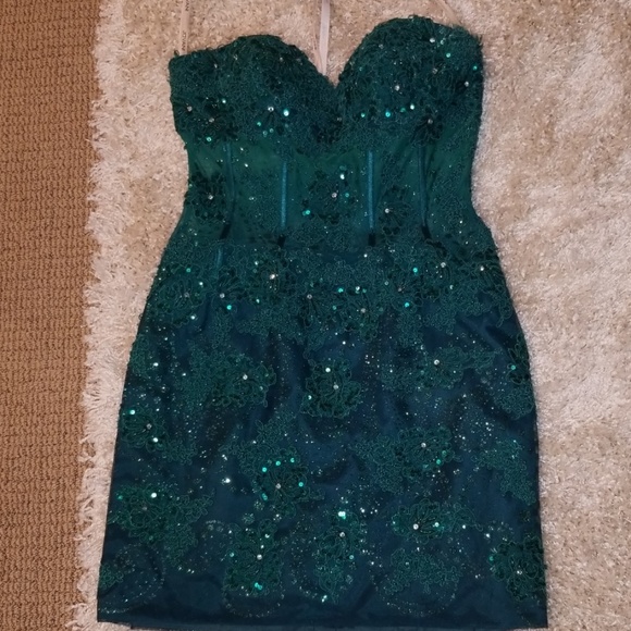 Jovani strapless minidress with bodice and sequins - Picture 2 of 5